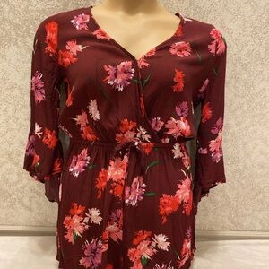 Express Maroon Floral Romper